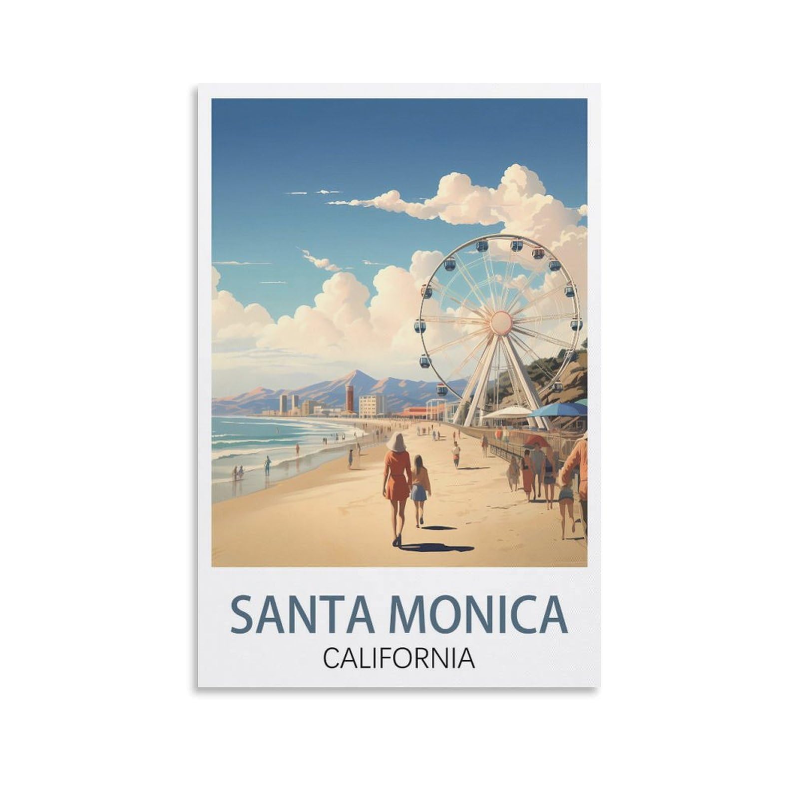 EZMLFA DIY 5D Diamond Painting Kits for Adults,Santa Monica California DIY Diamond Art Kits Gem Painting Crafts for Home Wall Decor 50x60cm
