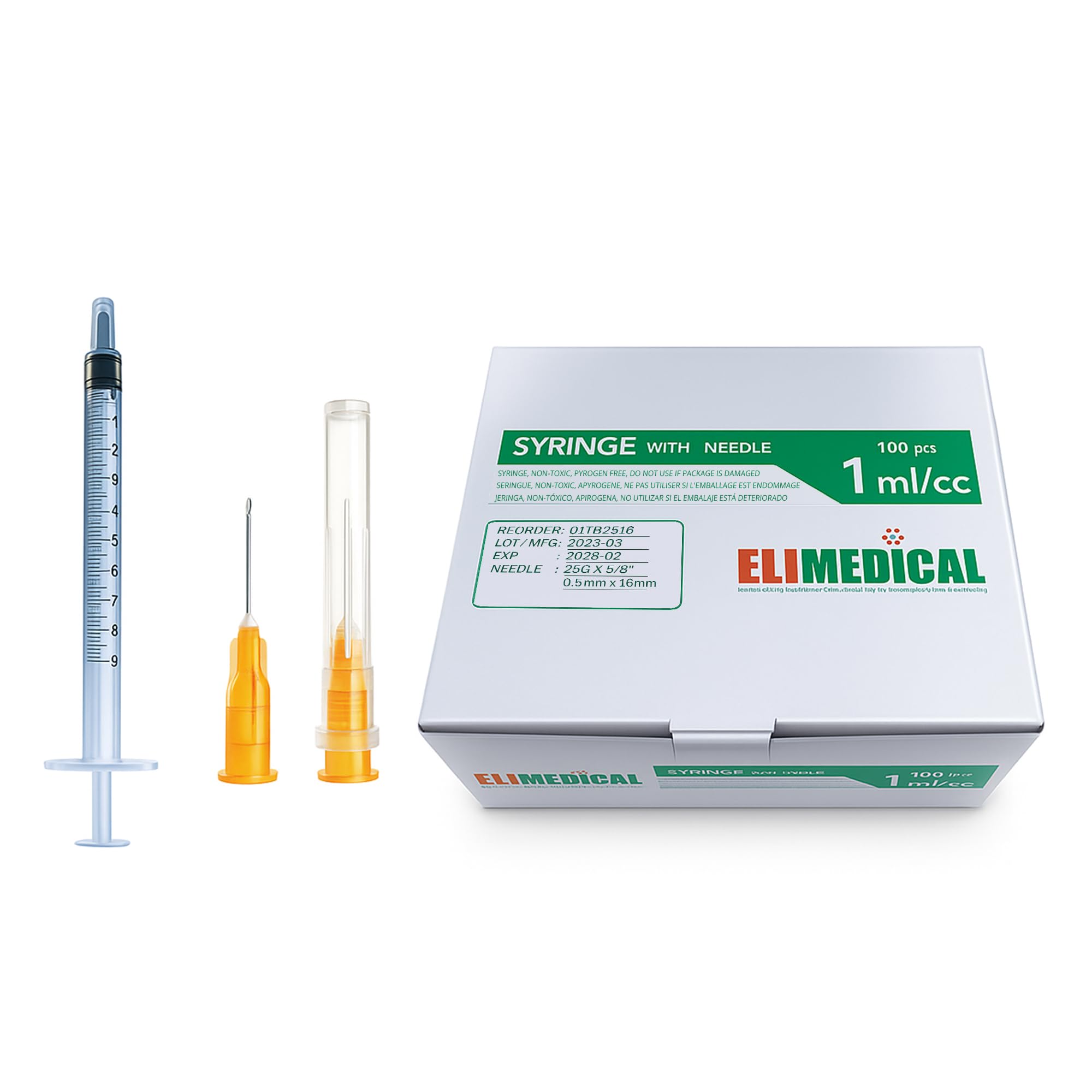 Amazon.com: Elimedical Veterinary Syringe Luer Slip 1cc (1ml) TB