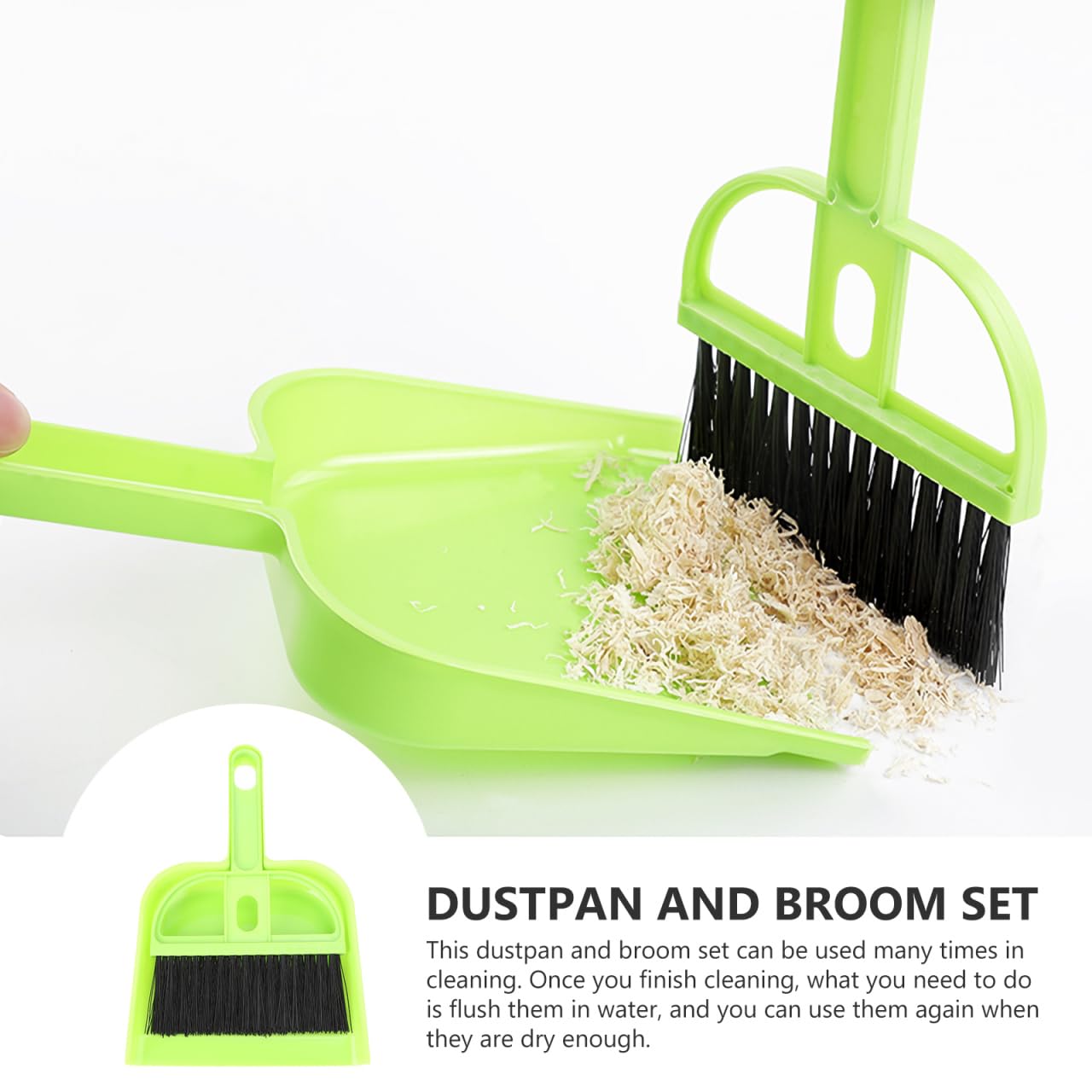 POPETPOP Mini Dustpan and Brush Set for Guinea Pigs Hamsters, Rabbits, Reptiles - Small Cage Cleaner, Random Color - Image 3