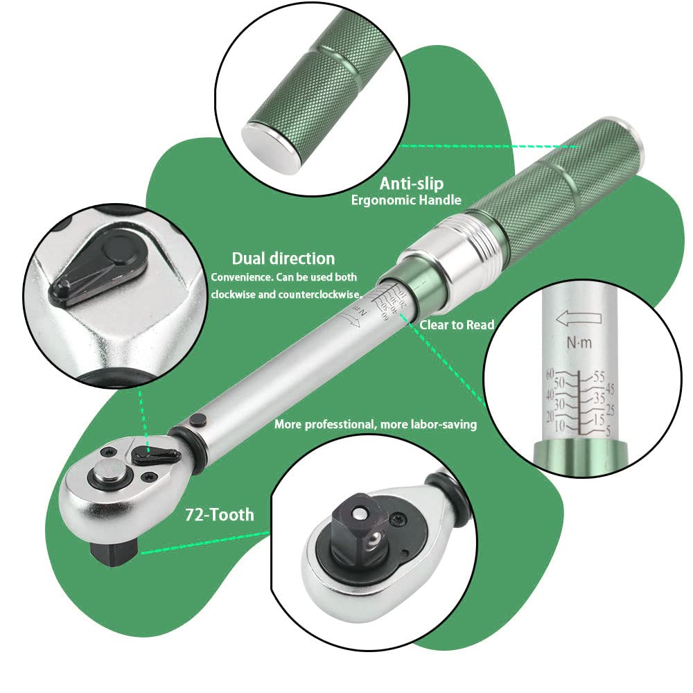 Torque Wrench,1/2 Inch Drive, 5-60Nm