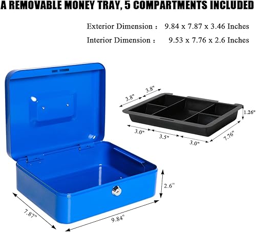 Vista 80 de Jssmst - Caja de dinero pequeña con bandeja, caja con bloqueo, Negro L