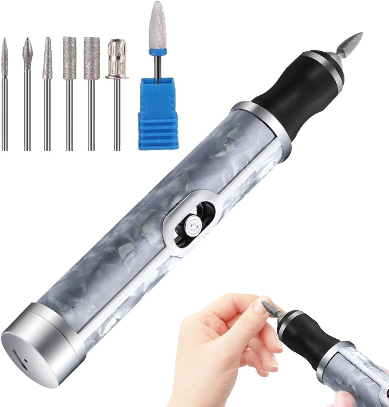 Nail Grinder for Human - Electric Nail Drill - Professional 4 Speeds Electric Nail File for Thick Toenails, Nail Polishing Nursing Peeling Removing Grinding Edge Shaping
