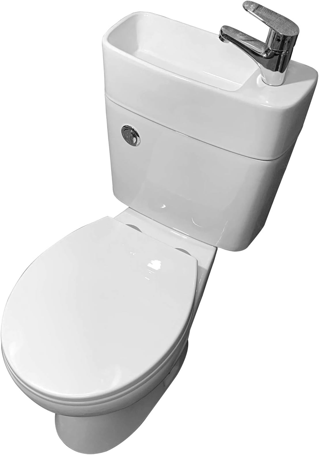 WestWood 2IN1 Combi Toilet Seat Set with Basin and Tap Sink All in One Cloakroom Bathroom Suite Unit Vanity TBS01 White