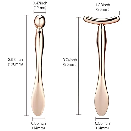 Miniatura 6 de Lisapack Varita aplicadora de crema para ojos de metal herramienta masajeadora para masaje facial reduce la hinchazón oro rosa