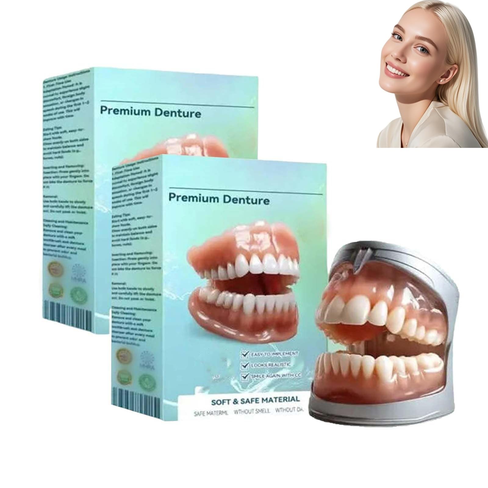 Prothèses dentaires complètes, solution flexible de nouvelle génération pour prothèses dentaires complètes, pour hommes et femmes (2PCS)