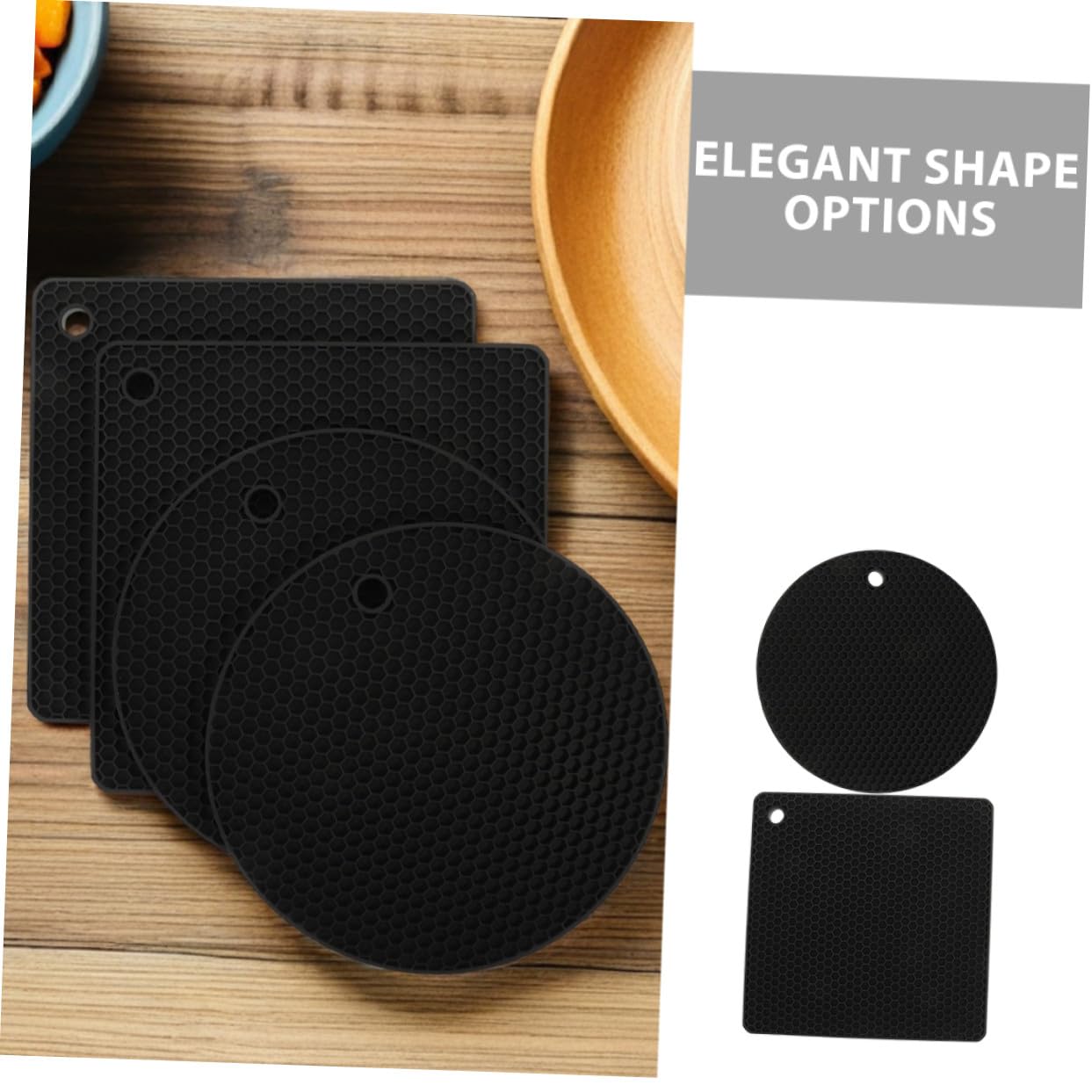 Sottopentola Nero, 6 Pezzi in Silicone Struttura Alveolare