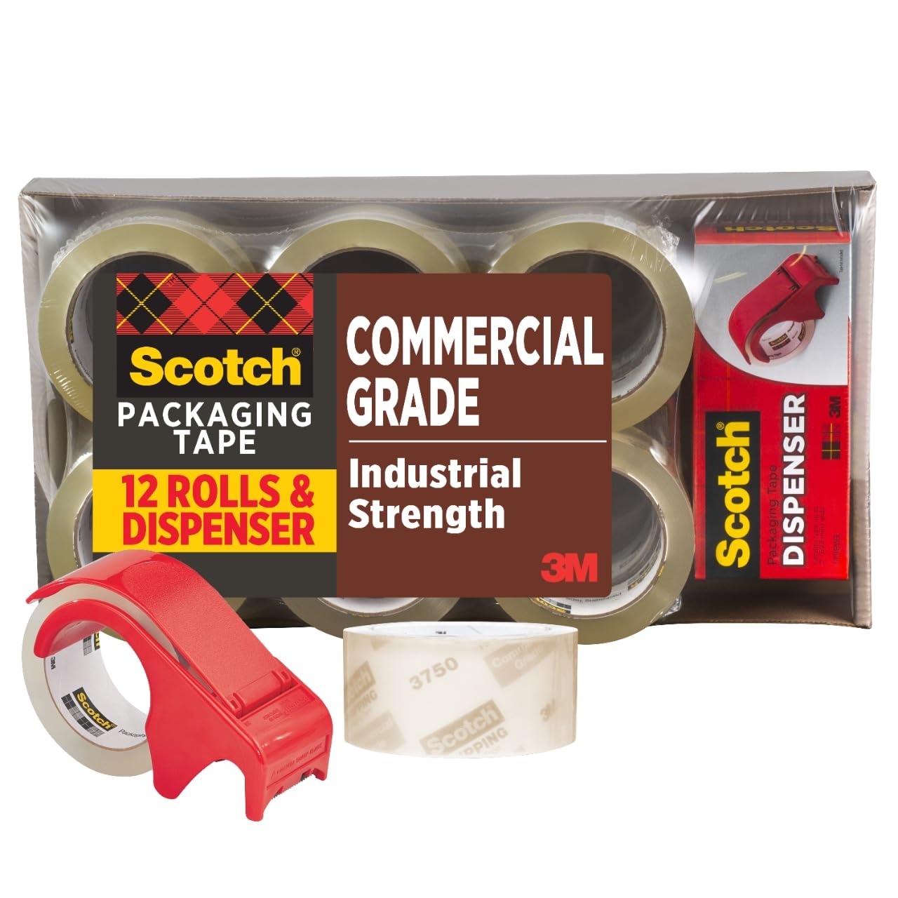 Scotch Nastro Da Imballaggio Commerciale, Trasparente, 1,9 Cm X 54,6 Yard, 4 Rotoli, Adesivo Hot Melt, Resistente, Per Spedizioni E Pacchi