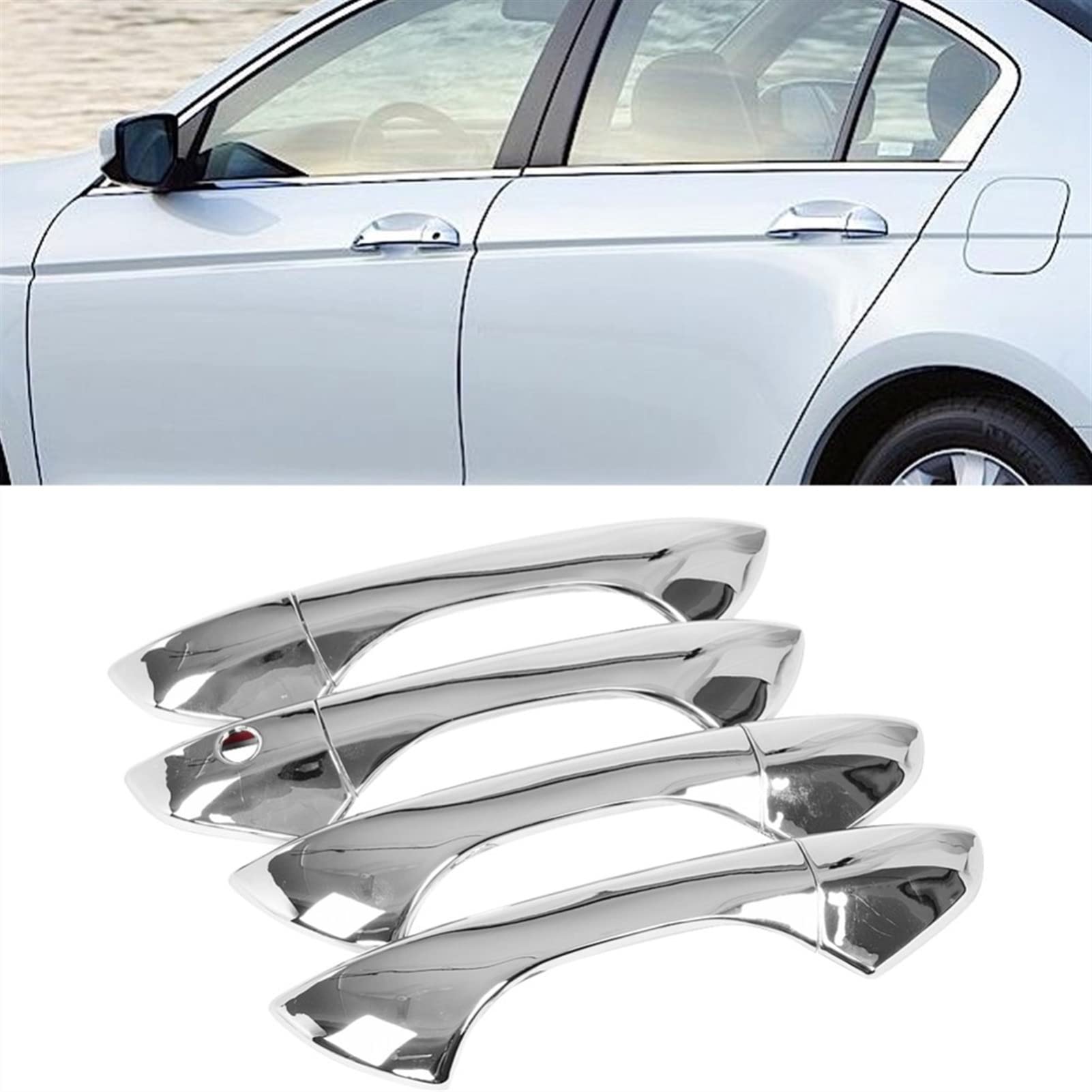Fahbstr One Color Car Inner Handle For Accord 2008-2012 8Pcs Silver Chrome Car Exterior Accessories Side Door Handle Cover Trim Decoration