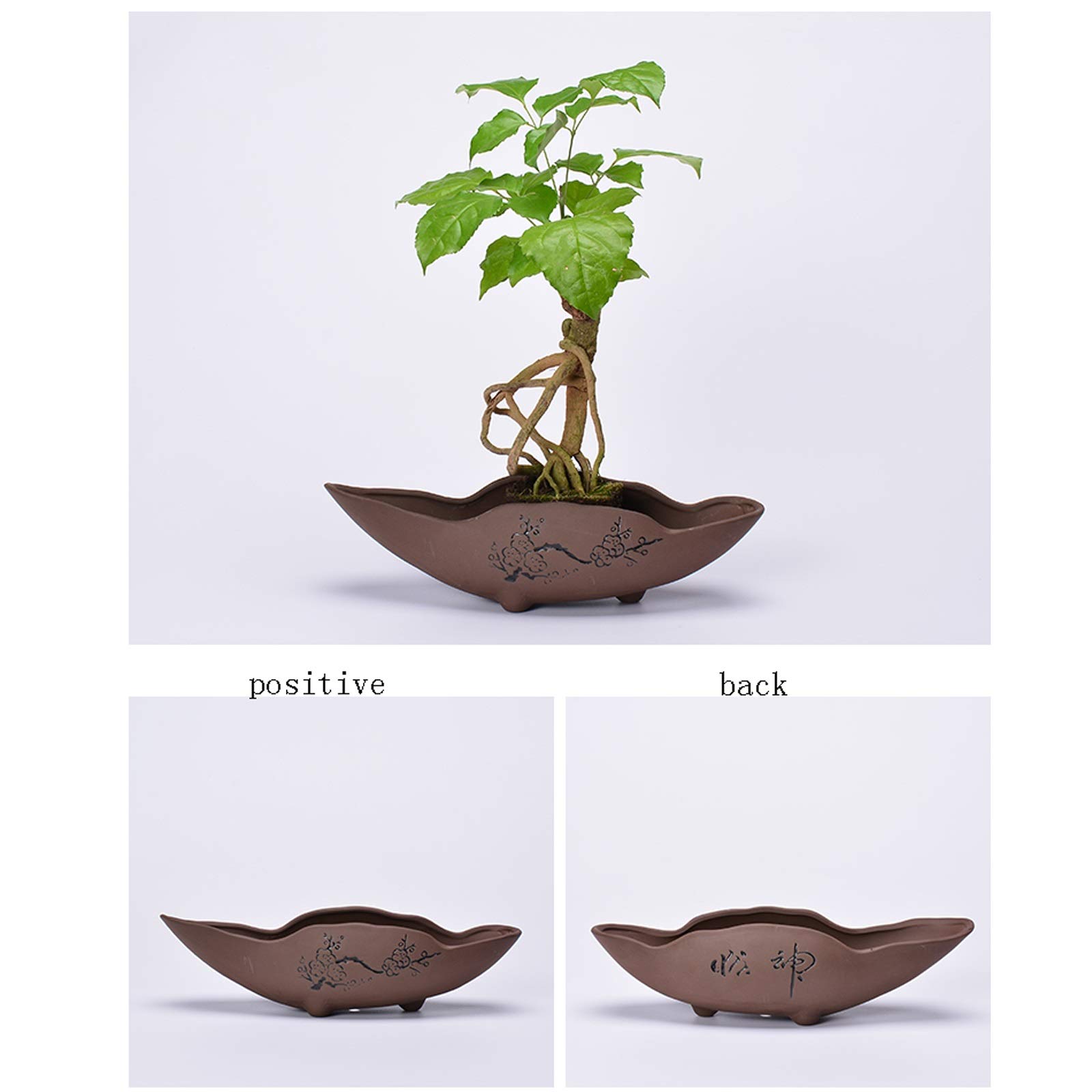 SUNESA Doniczki na kwiaty, fioletowo-piaskowa doniczka z otworem odpływowym, doniczka na sukulenty, kreatywna doniczka retro, chińskie ornamenty, mała doniczka bonsai wenzhu (bez roślin)