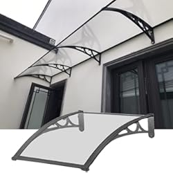 Techo Sandwich Blanco Marquesina para Puertas Ventanas Marquesinas para techos Refugio curvo de protección contra la lluvia y la nieve UV para la puerta delantera / trasera Toldo de la ventana de la puerta del porche Told