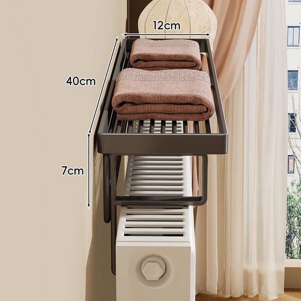 para soporte para estantería Radiador 50cm para acero Calor(Black 40mm)