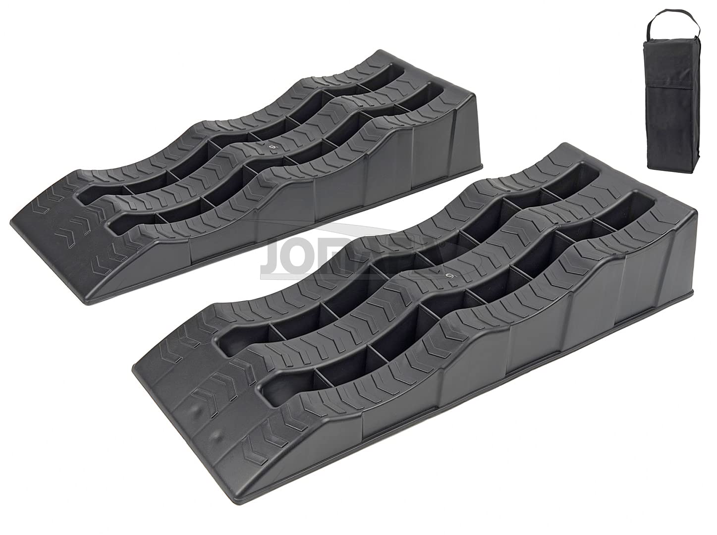 JOMAFA Par De Rampas Elevadoras Con Funda Transporte, Hasta 3000 Kg Rampas de servicio para automóviles Rampas de acceso Negro