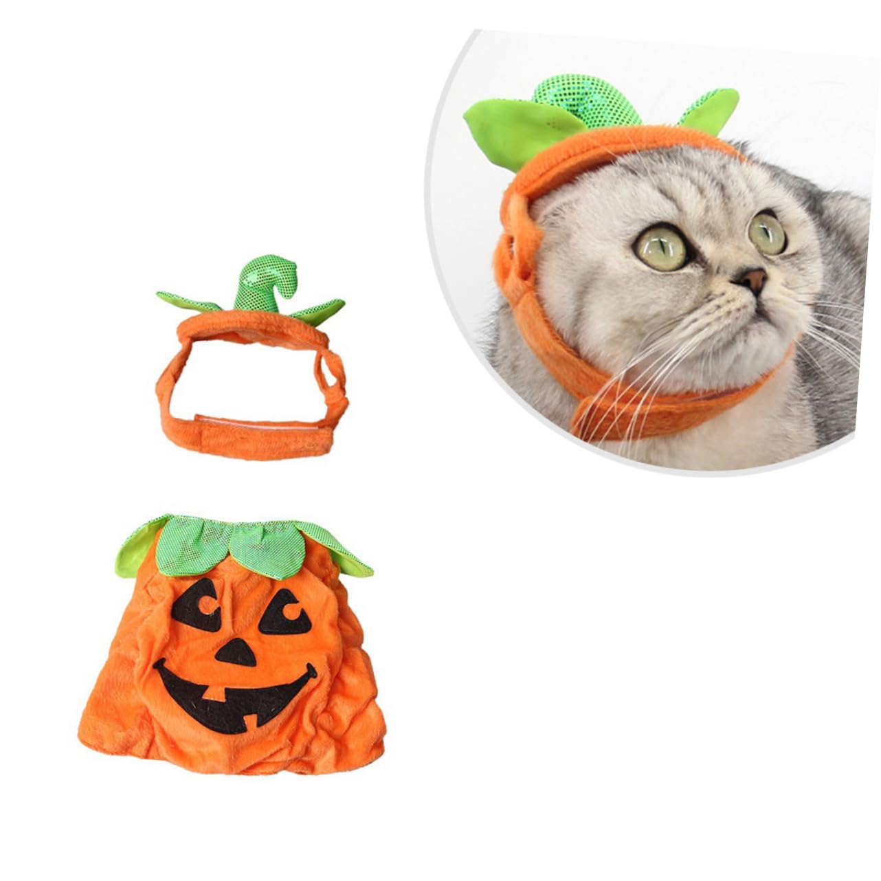 Beavorty 2 Pezzi Costumi Di Zucca Per Cani Cappotto Per Gatti Gattino Ornamento Cucciolo Di Zucca Per Animali Domestici Vestito Da Cappello Da Strega Cappello Arancione Costume Da