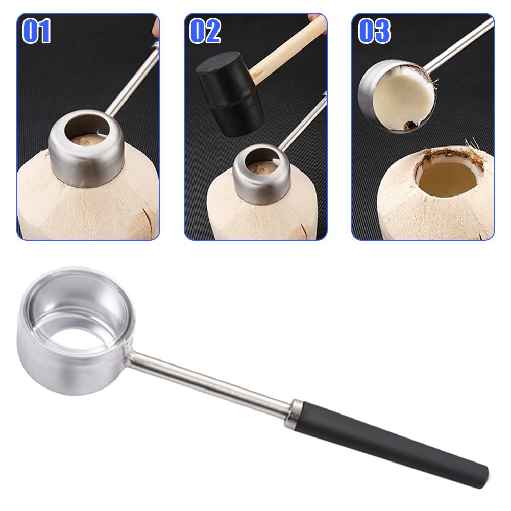 Kit Ouvre-noix De Coco 4 Pièces En Inox - Marteau, Perceur, Grattoir, Ouvre- coque Kit Ouvre-noix De Coco 4 Pièces En Inox - Marteau, Perceur, Grattoir, Ouvre- coque
