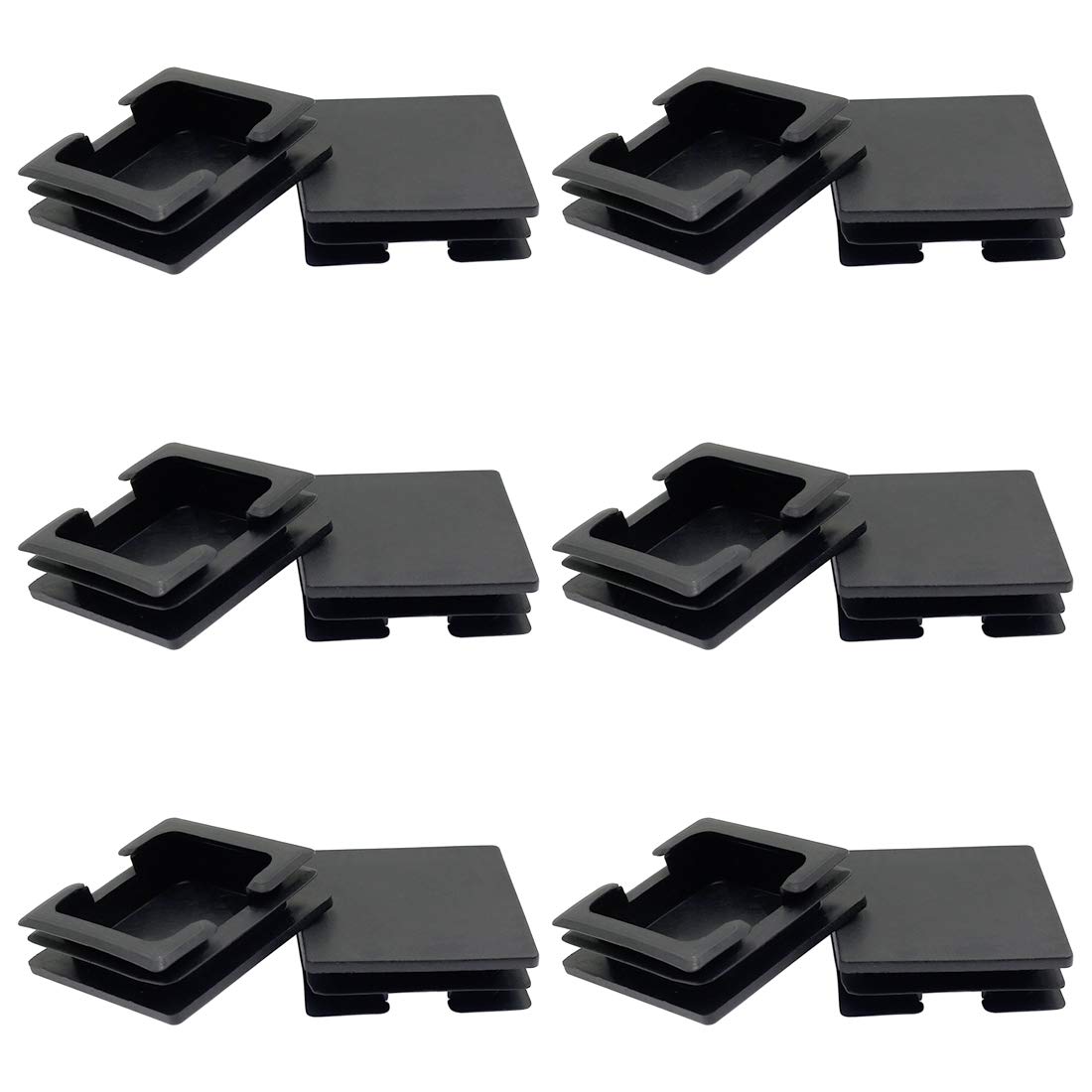 Tapones cuadrados de 75 mm de plástico negro para sellar tubos huecos y evitar humedad, x12