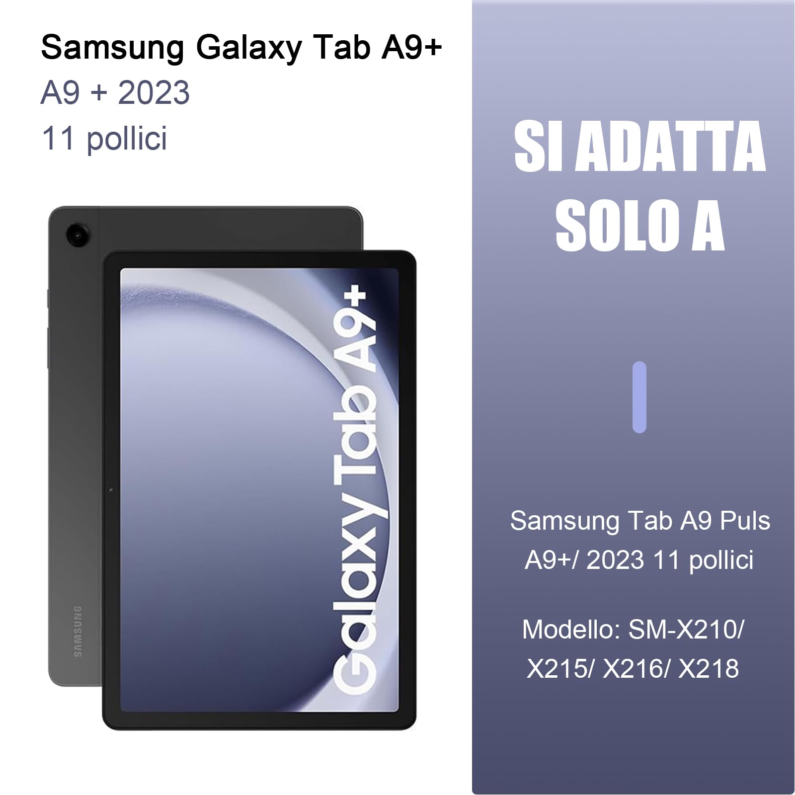 TENGWUDZ Custodia con Tastiera per Samsung Galaxy Tab А9+ 2023, Italiano Tastiera per Samsung Galaxy Tab A9+ /A9 Plus 11 Pollici 2023 (SM-X210/X216/X218) (Black)