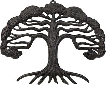 Ebros Gift Cast Iron Celtic Tree of Life With Detailed Denditric Branch And Root Systems Decorative Wall Plaque Sculpture 10" Wide Spiritual Inspirational Botanica Hanging Decor