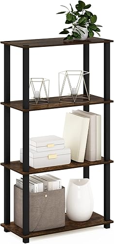 Miniatura 201 de Furinno Turn-N-Tube - Estantes de almacenamiento, estante para libros de 3 niveles, estante esquinero, estantes abiertos sin herramientas, para