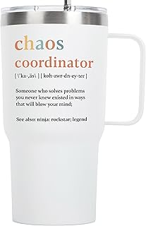 KLUBI Chaos Coordinator Tumbler Mug Gifts 20 Ounce Administrative Professional Day Gifts Teacher Appreciation Gifs for Women Valentines Day Gift for Co Workers Best Boss for Women