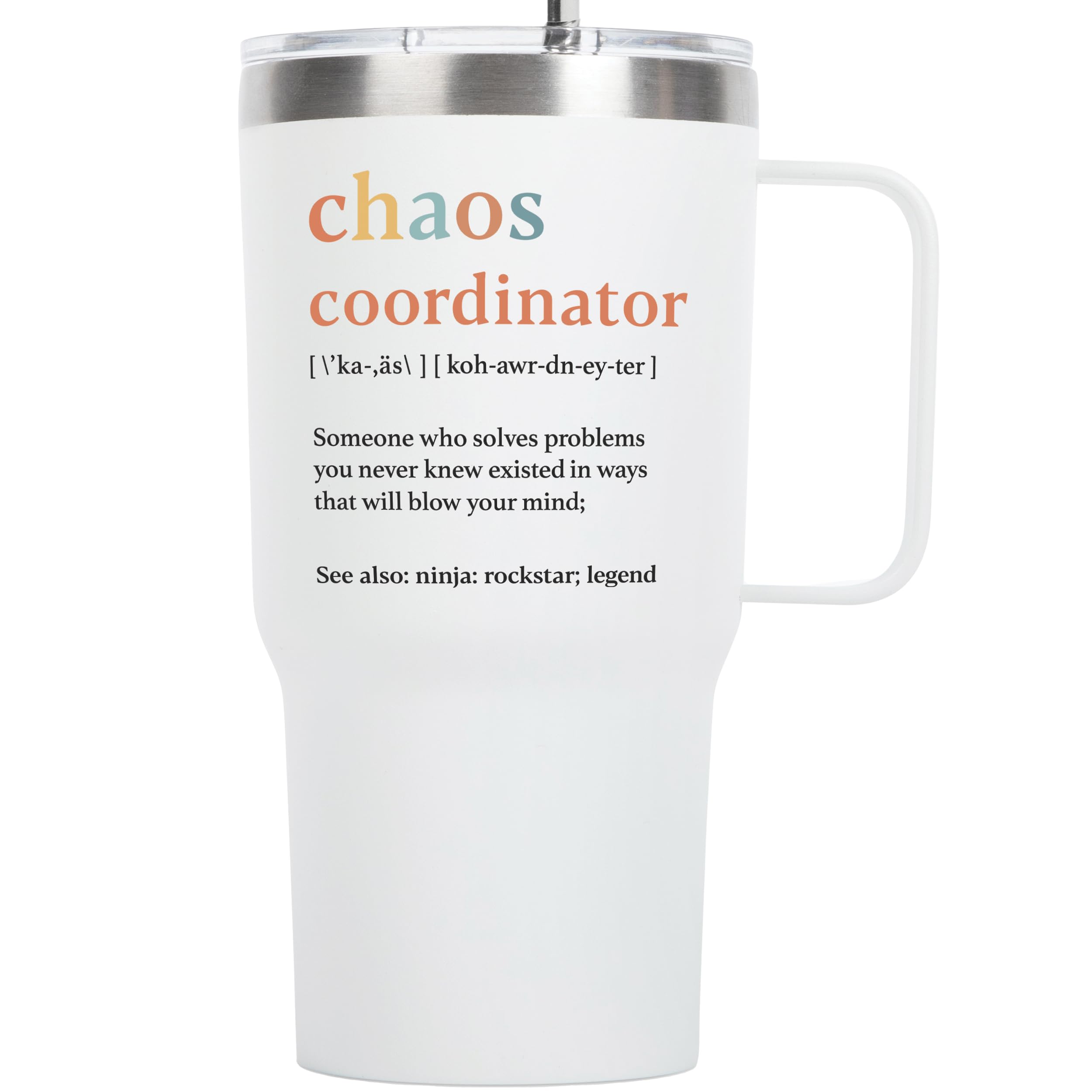 KLUBI Chaos Coordinator Tumbler Mug Gifts 20 Ounce Administrative Professional Day Gifts Teacher Appreciation Gifs for Women, Gift for Co Workers Best Boss for Women