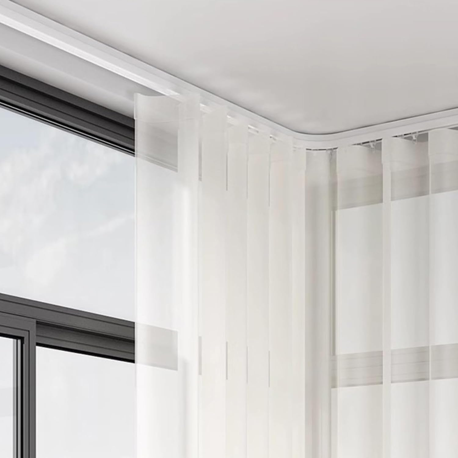 Heavy Duty Aluminum Curtain Rod Track System - Flexible & Bendable Ceiling/Wall Mount Rails for Heavy Loads, Straight & Curved Design, Easy Installation, 8ft (244cm)