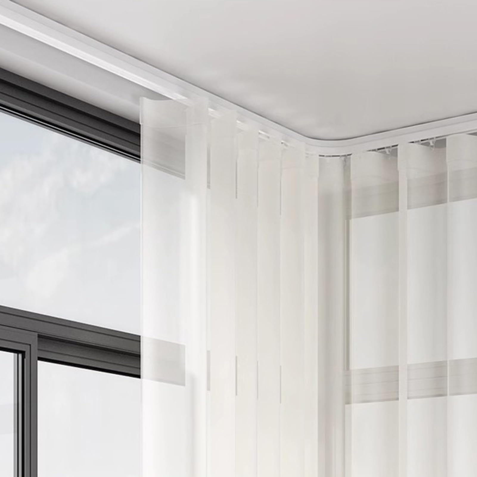 Tringle Rideau Système de Rail de Rideau en Aluminium pour Montage au Plafond Ou au Mur, Rails de Rail de Rideau Flexibles et Pliables pour Charges Lourdes, Tringle à Rideau Droite Courbée(Ceiling Mou
