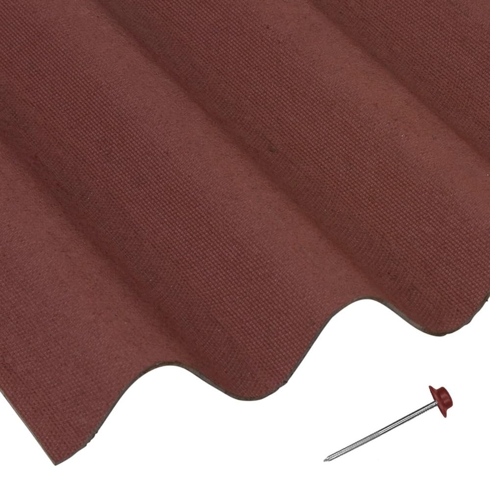 Red Corrugated Roofing Sheets - Shed Roofing Sheets 950mm x 2m x 5 Pack with 100 Fixing Nails