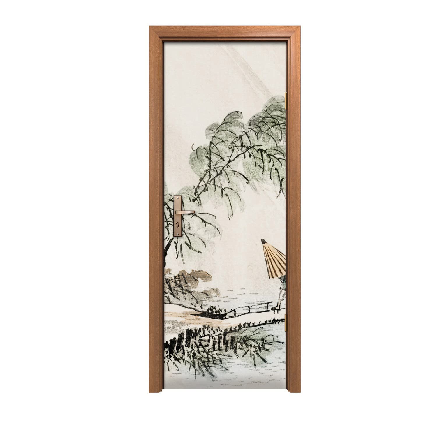 Rénover une porte abîmée avec l'autocollant de porte 70x200cm arbres