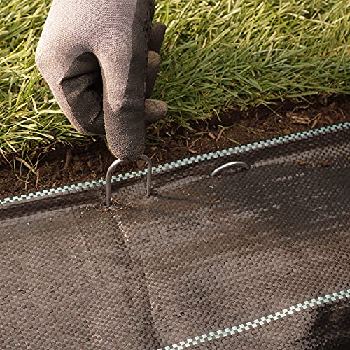 GardenMate 50-Pack Anti-Rust 6 Inch 11 Gauge Round-Top Heavy-Duty U-Shaped Garden Securing Stakes/Spikes/Pins/Pegs - Hot Dipped Galvanized Sod Staples for Anchoring Landscape Fabric - Thumbnail 4