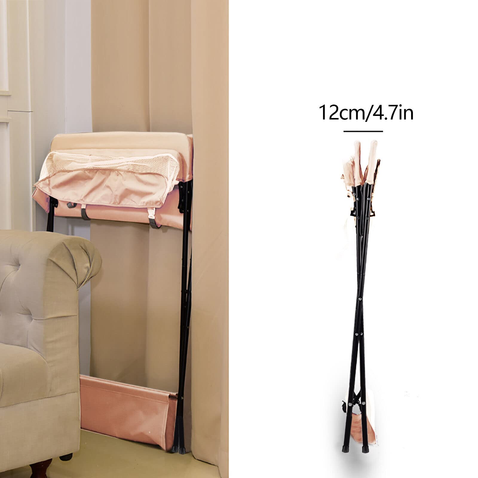 Cambiador plegable para bebé con cambiador, cinturón de seguridad y compartimentos, cambiador con escala de altura para bebés menores de 15 kg o 0-1 años, 63 x 80 cm (caqui)