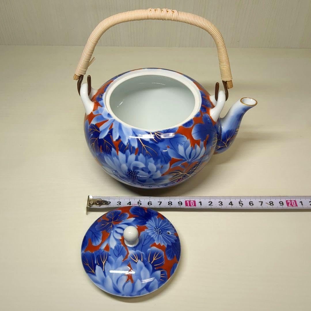 深川製磁宮内庁御用達振牡丹外赤急須1個蓋付湯呑み5客茶器セット