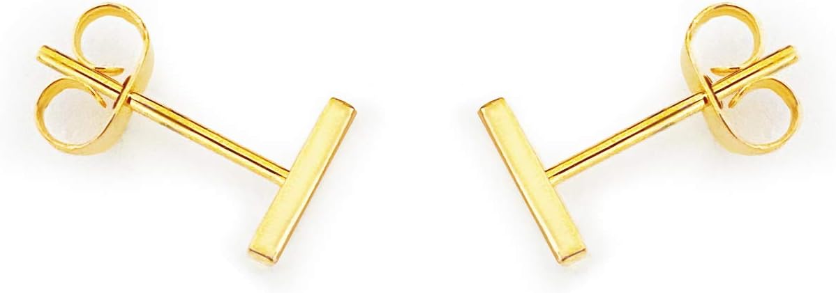 18K Gold or Silver Bar Studs | Small Bar Earrings | Hypoallergenic Stud Earrings for Women | Delicate Jewelry