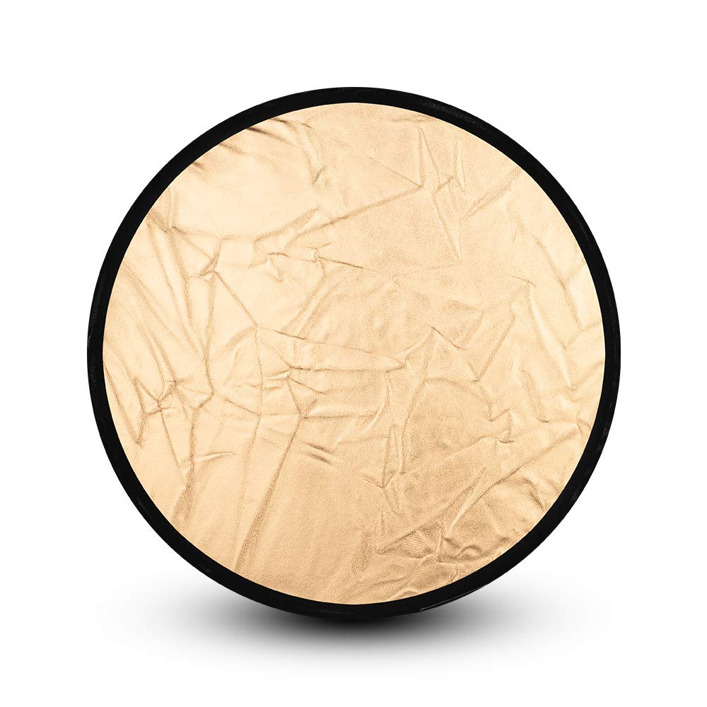 Riflettore di luce, 30 cm, 2 in 1, rotondo, pieghevole, portatile, per studio fotografico (30,5 cm), oro e argento