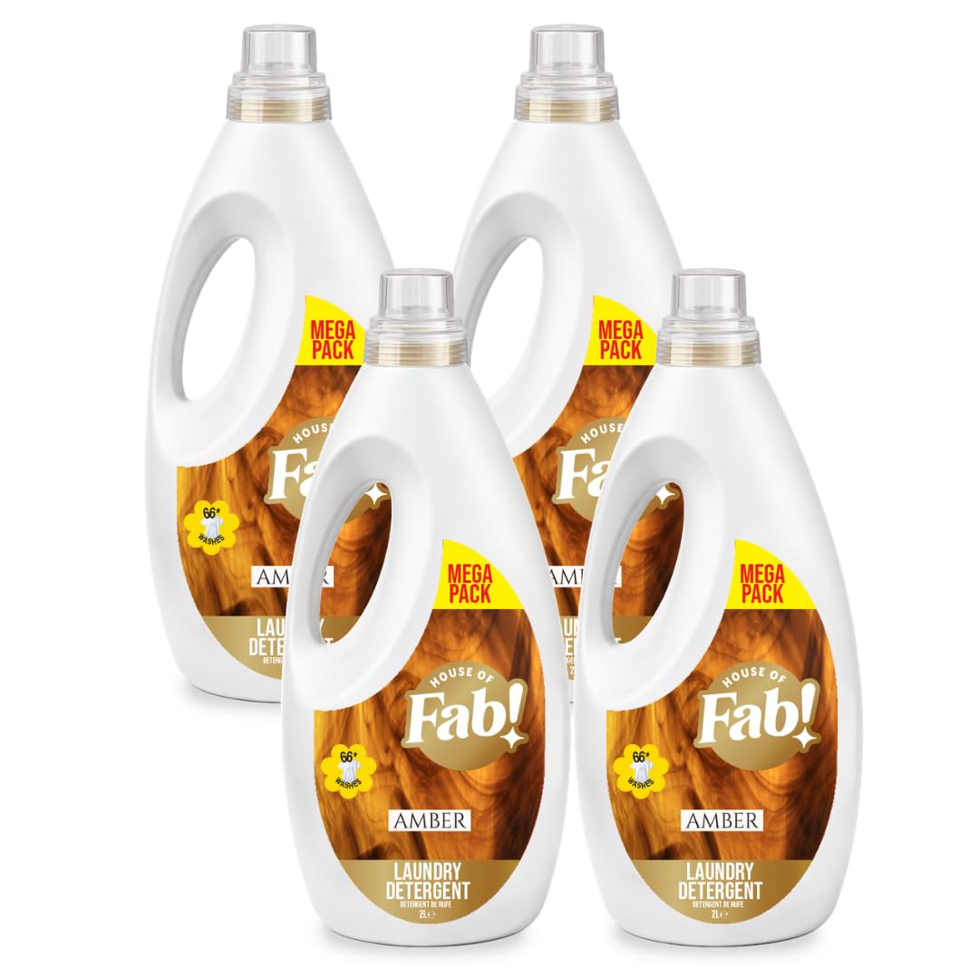 Fabulosa Fragranced Laundry Detergent, Stain Removing Laundry Washing Liquid Detergent, Clothes Freshener Concentrated Laundry Liquid,264 Washes, 2L, 4 Pack