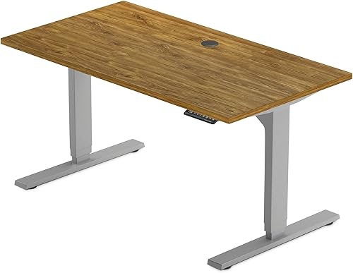 Miniatura 1 de Progressive Desk Escritorio eléctrico de pie de 48 x 30 pulgadas, doble motor de 3 etapas de altura ajustable - Marco rústico de nogal  gris