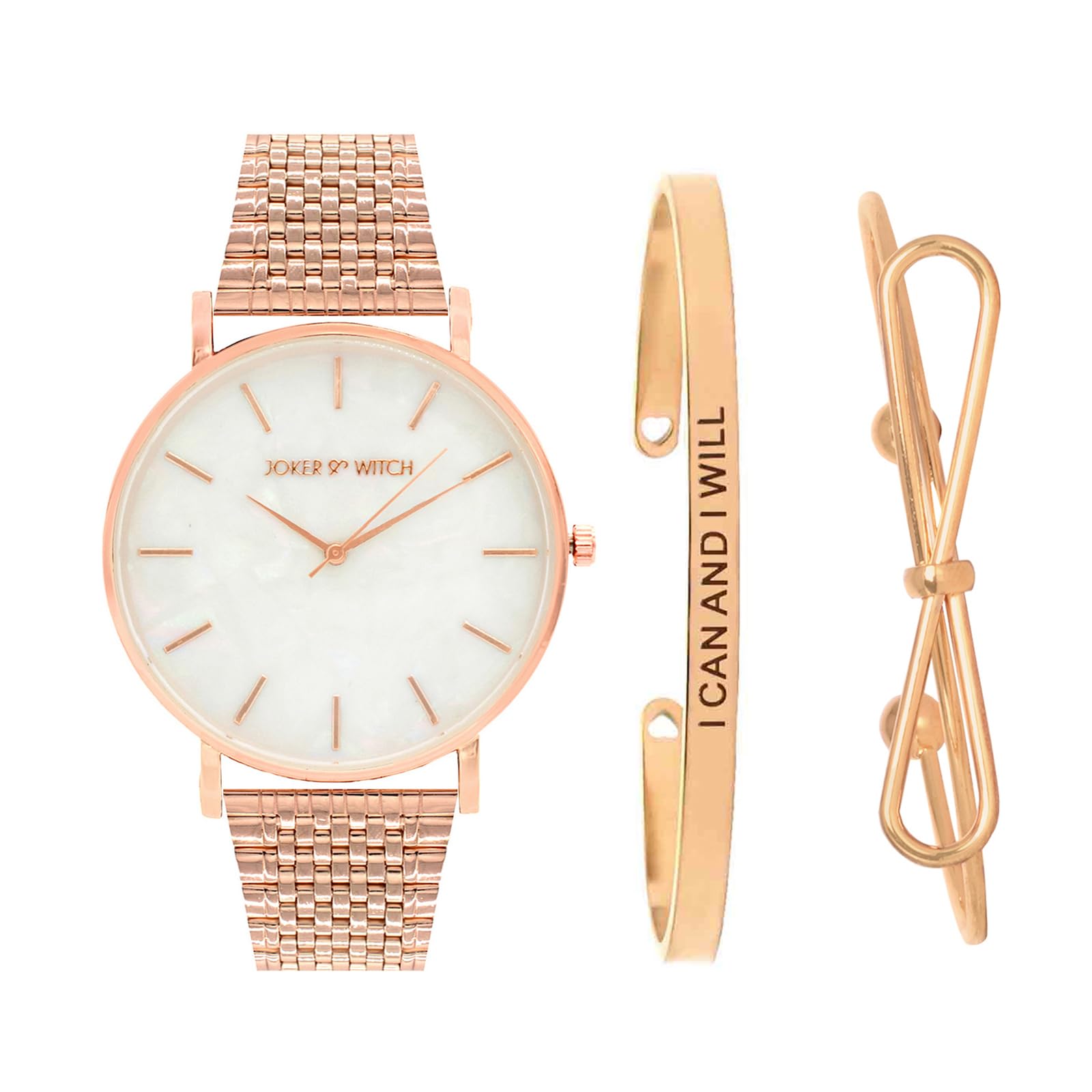 Stainless Steel Women Sutton Analog Watch Bracelet Stack, White Dial, Rose Gold Band-image-19