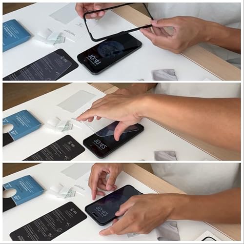 Miniatura 3 de Protector de pantalla de vidrio templado antiluz azul con iones plateados para iPhone 14 Pro, probado por SGS e Intertek, bloquea la luz azul dañina