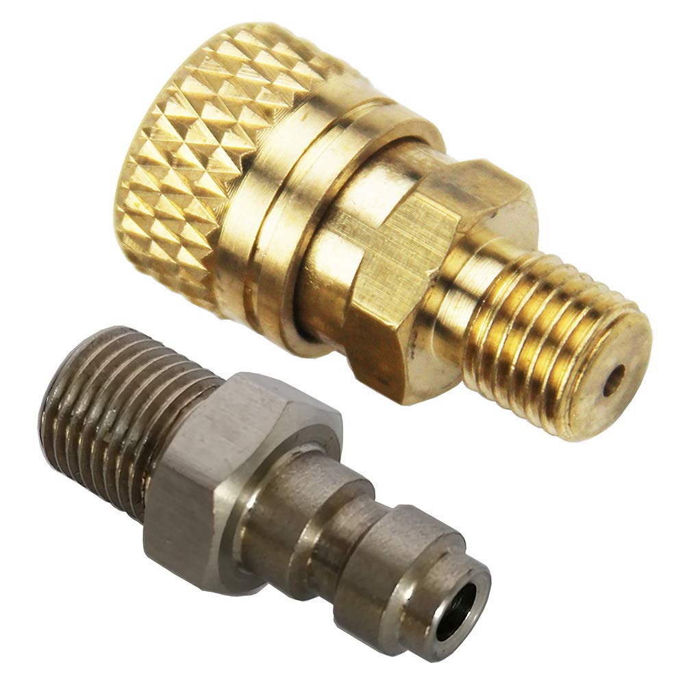 UP100 PCP Airforce Paintball Stainless Steel Double End Male Plug with Quick Disconnect M10 Female Coupler Connector and Other Hose Combination (Type 5)