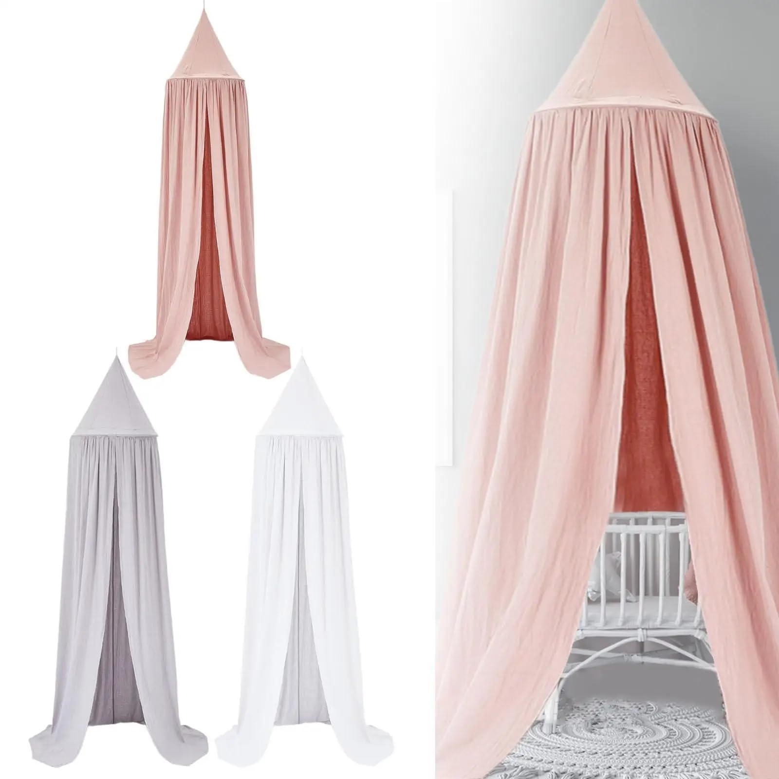 Cupola a baldacchino for letto for bambini for tende rotonde for bambini Tende da gioco for castello for l'arredamento della camera da letto(Gray)