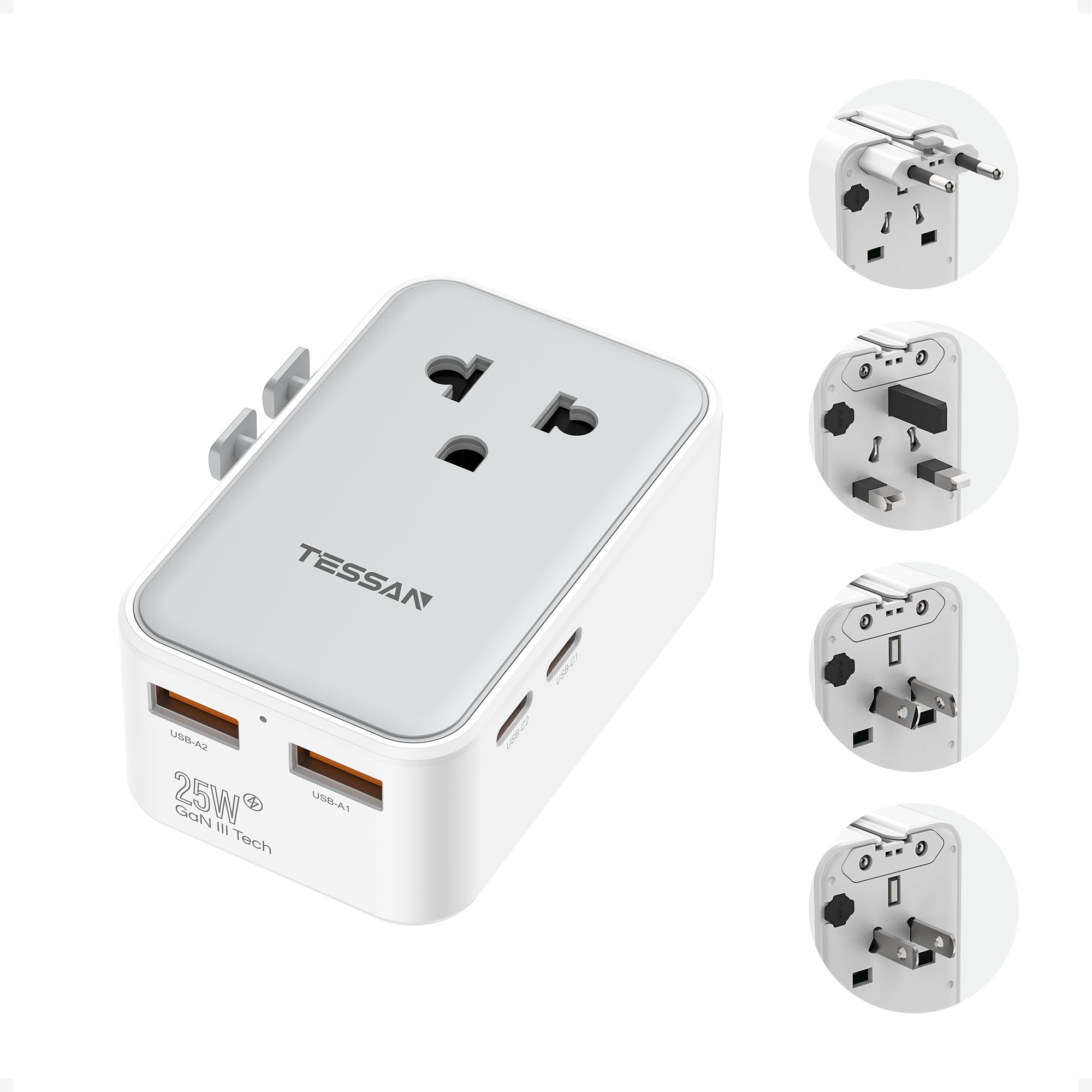 TESSAN Universal Travel Adapter PD 25W