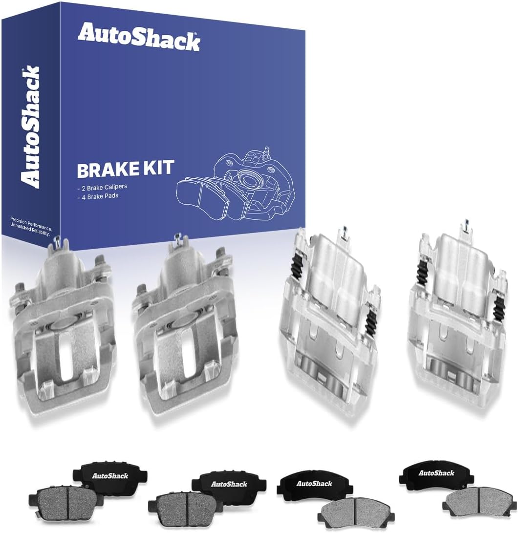 AutoShack Front & Rear Brake Calipers + Ceramic Brake Pads Replacement for 2006-2011 Honda Ridgeline 12-PC Kit