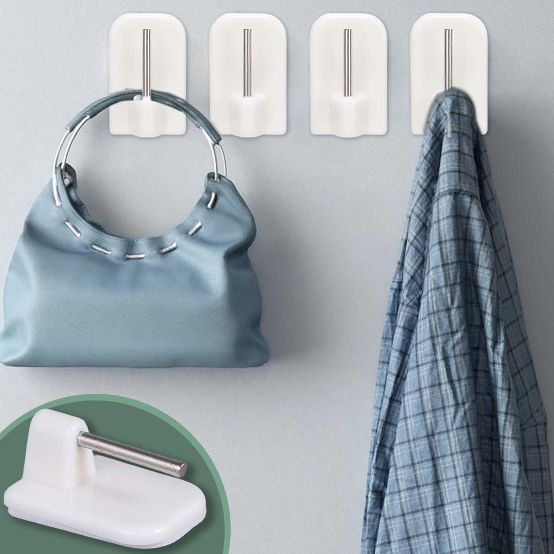 DDKY Lot De 30 Crochets Adhésifs Rideau - Attaches Murales Sans Percer Pour Voilages Et Décorations