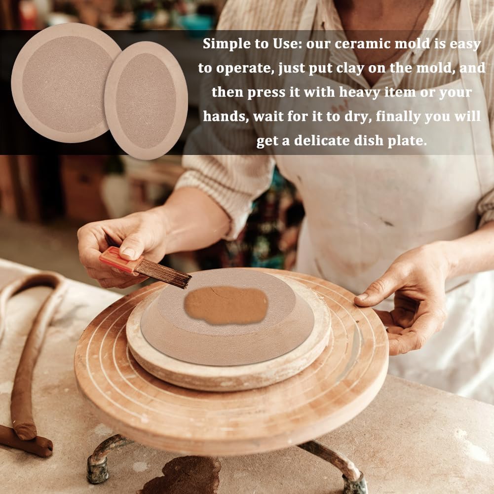 AHANDMAKER 6Pcs 6 Styles Pottery Mould Pottery Tools and Supplies Ceramic Mould for Clay Hand Building Dish Plate Press Mould for DIY Dish Plate Supplies