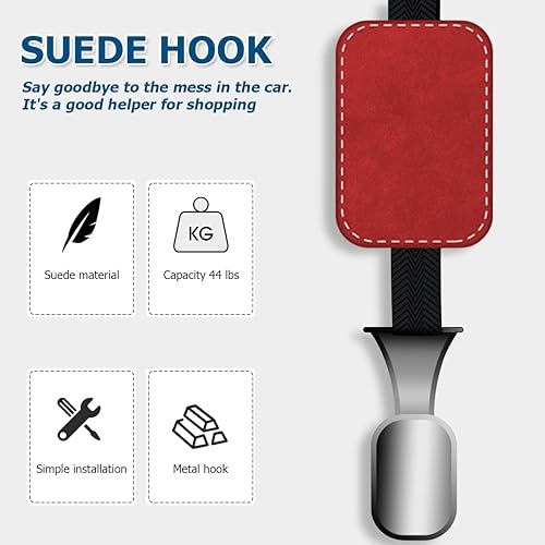 Miniatura 2 de AUCELI Gancho de gamuza para reposacabezas de asiento de automóvil paquete de 2 ganchos para respaldo de asiento de automóvil organizador de