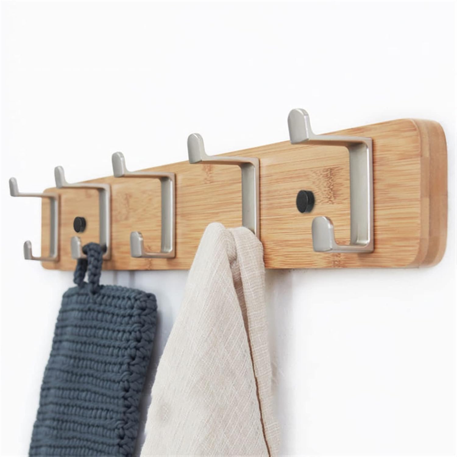 Wall Mounted Coat Rack Wall Mounted Coat Rack, Fashion Coat Hook, Hook Rack Rails for Entrance Clothes Hanger, Porch, Living Room, Bedroom, Kitchen Coat Rack Tree (Color : Natural) (Brown)