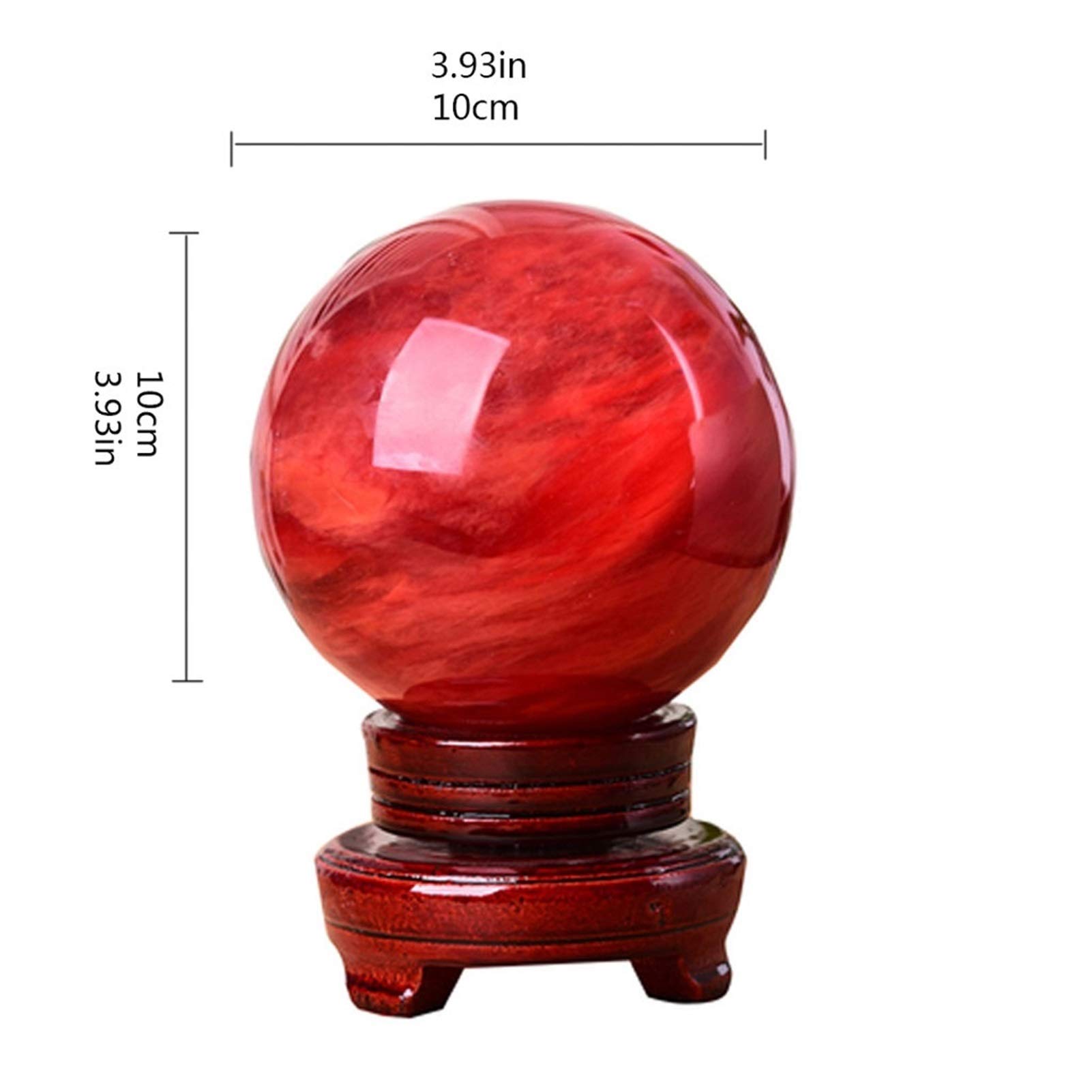 bola de cristal (en la magia occidental) Red Crystal Ball Adornos Casa de la Ciudad Divinación CRISTAL Bola Lucky Buena suerte Decoración del hogar Oficina Adornos bola de cristal(A10cm/3.93in)