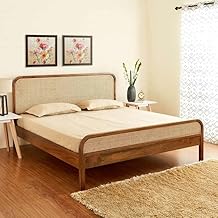 Space Galaxy Wooden Single Bed Without Storage | Single Cot Wooden Palang | Space Saving Cane Queen Size Bed for Bedroom | Sheesham Solid Wood | Natural Finish
