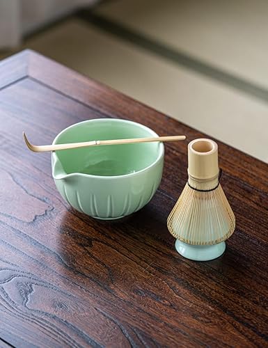 Miniatura 9 de TANG PIN Juego de matcha – Tazón de matcha con boquilla y batidor, 15 onzas, cuchara de matcha, soporte para batidor de matcha (soporte de Chasen)