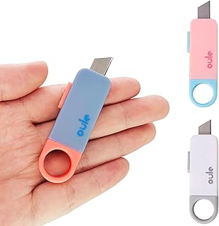 3 Pcs Mini Key Utility Knives Box Cutter Keychain Package Opener Portable Retractable Letter Opener for Cutting Tape Envel...