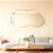 Itrue Irregular Wall Mirror, 20 x 36 Inch, Gold Frame Bathroom Mirror